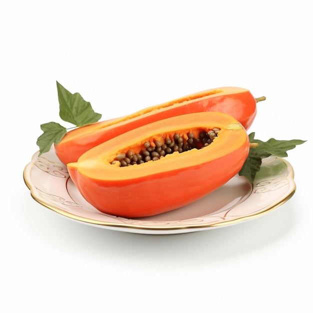 Una deliziosa papaya succosa giace su un bel piatto generato da Ai
