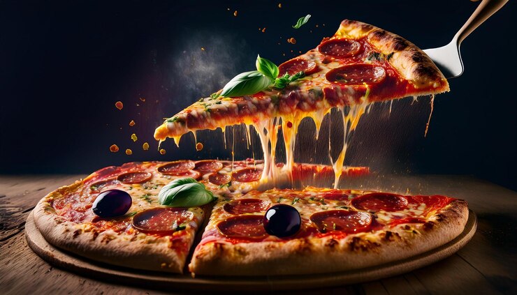 Una deliziosa pizza in studio.