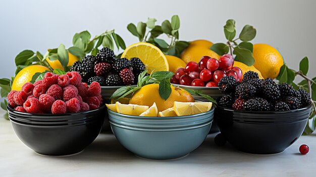 Una deliziosa selezione di frutta fresca in una ciotola su una tavola di legno