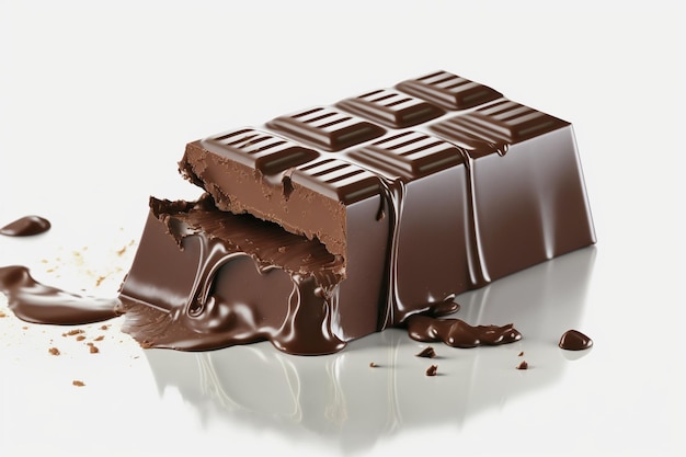 Una deliziosa tavoletta di cioccolato fondente isolata su sfondo bianco Festa del cioccolato o giornata del cioccolato