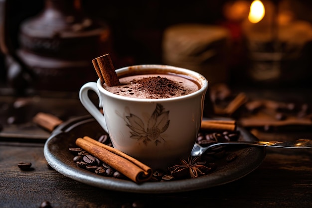 Una deliziosa tazza di cioccolata calda