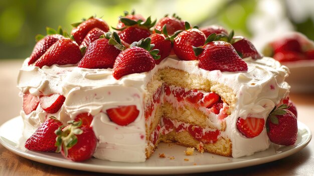 Una deliziosa torta di fragole.