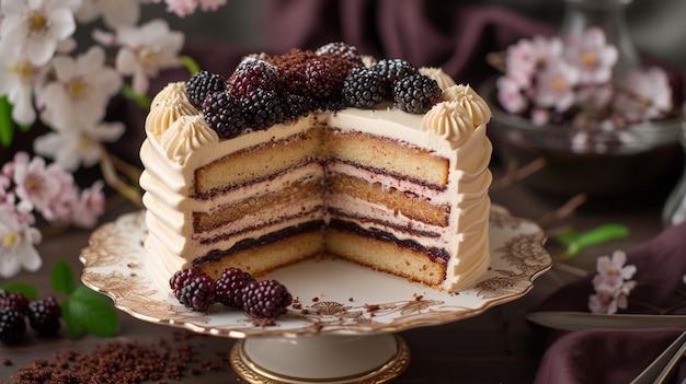 Una deliziosa torta splendidamente decorata