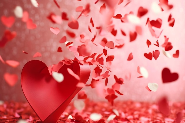 una doccia di confetti a forma di cuore che aggiunge gioia e amore generata dall'AI