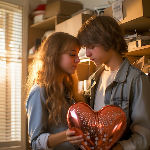 Una dolce sorpresa La romantica celebrazione di San Valentino di una coppia con uno scambio di regali sinceri