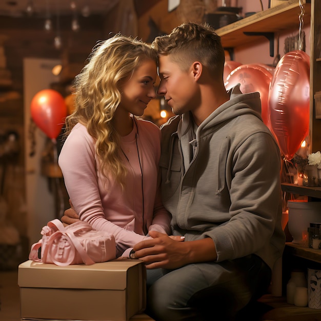 Una dolce sorpresa La romantica celebrazione di San Valentino di una coppia con uno scambio di regali sinceri