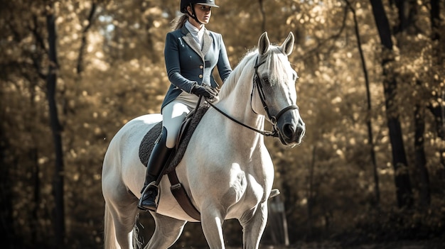 Una donna a cavallo in un parco