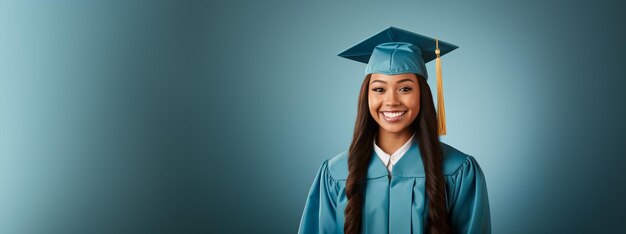 Una donna africana felice in abito di laurea che simboleggia il successo nell'istruzione e rappresenta uno studente universitario o un ex studente Ai illustrazione generativa