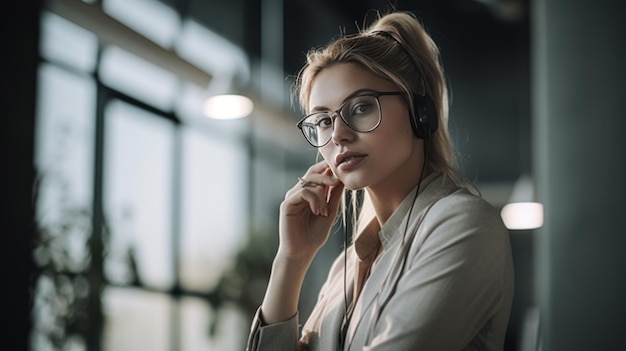 Una donna che fa una telefonata in ufficio