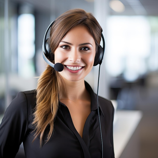 una donna che indossa un auricolare