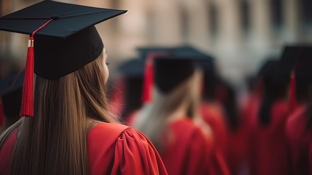 Una donna che indossa un berretto e un abito da laurea neri