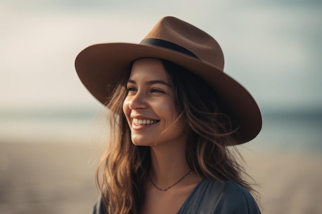 Una donna che indossa un cappello