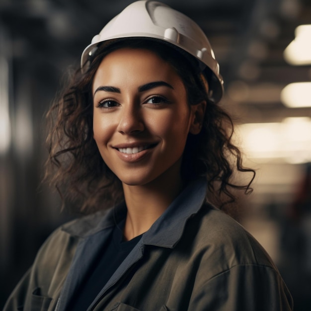 Una donna che indossa un elmetto e un casco sorride alla telecamera.