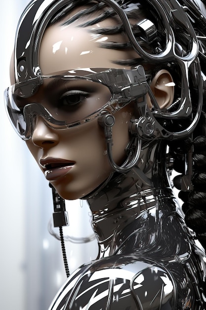 una donna che indossa un indumento futuristico