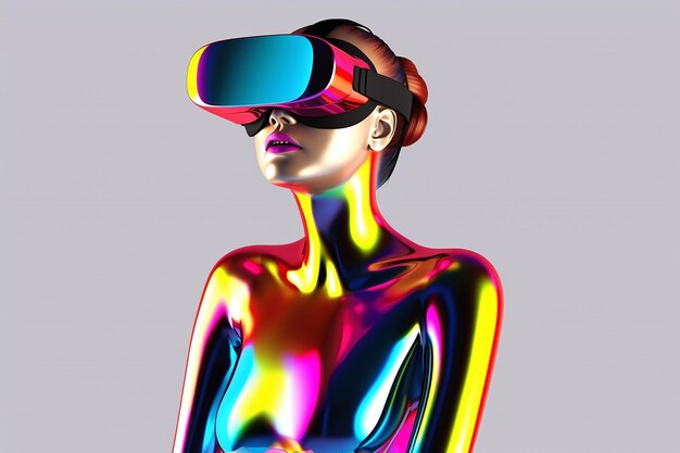 Una donna che indossa un visore per la realtà virtuale