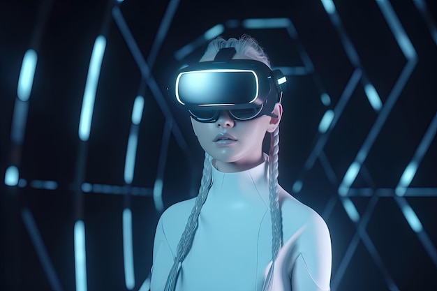 Una donna che indossa un visore per la realtà virtuale