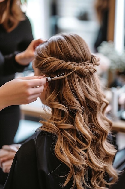 una donna che si fa i capelli in un salone