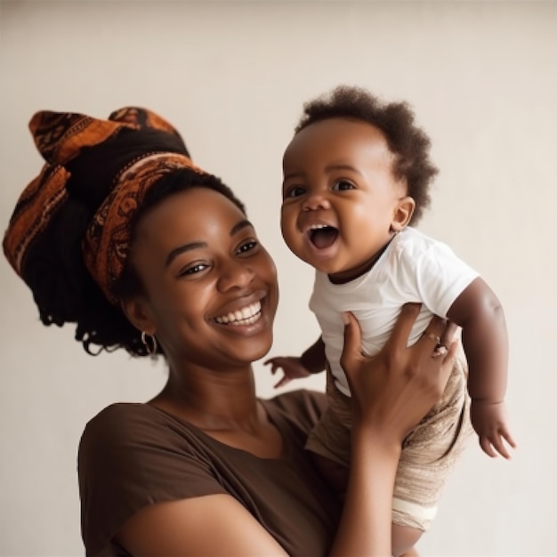 Una donna che tiene un bambino con le braccia intorno a lei