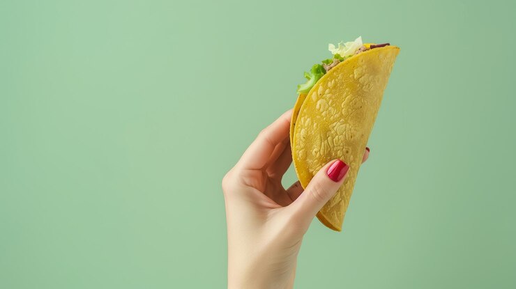 una donna che tiene un taco