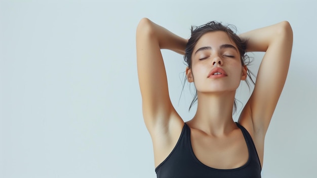una donna con gli occhi chiusi e i suoi occhi chiusi
