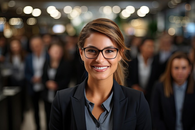 una donna con gli occhiali e sorridente