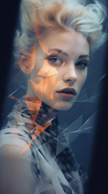 Una donna con i capelli biondi e gli occhi azzurri Immagine di intelligenza artificiale generativa