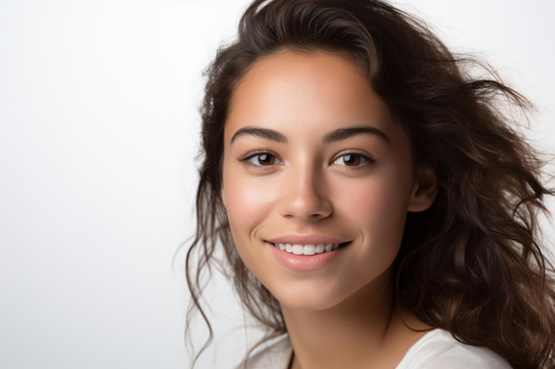 una donna con i capelli lunghi che sorride alla macchina fotografica