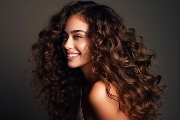 una donna con i capelli ricci e un vestito bianco