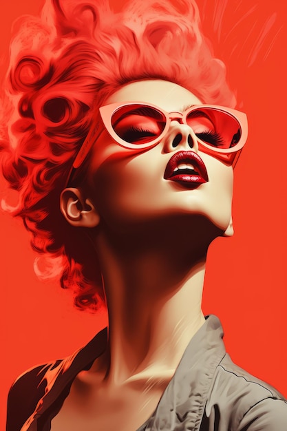 una donna con i capelli rossi e gli occhiali da sole