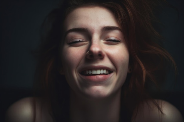 Una donna con i capelli rossi e un sorriso