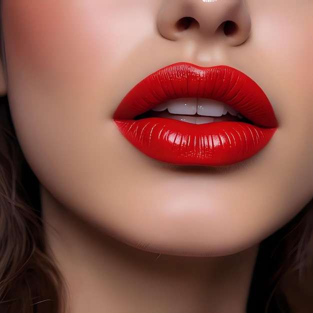 una donna con il rossetto rosso sulle labbra