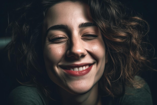 Una donna con il sorriso sul volto