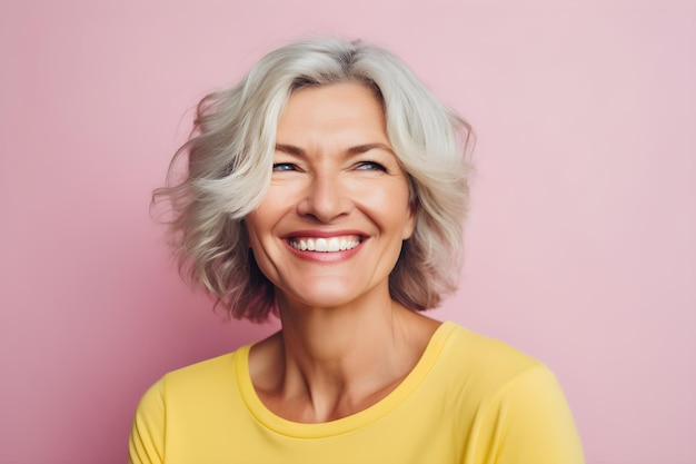 Una donna con il sorriso sul volto