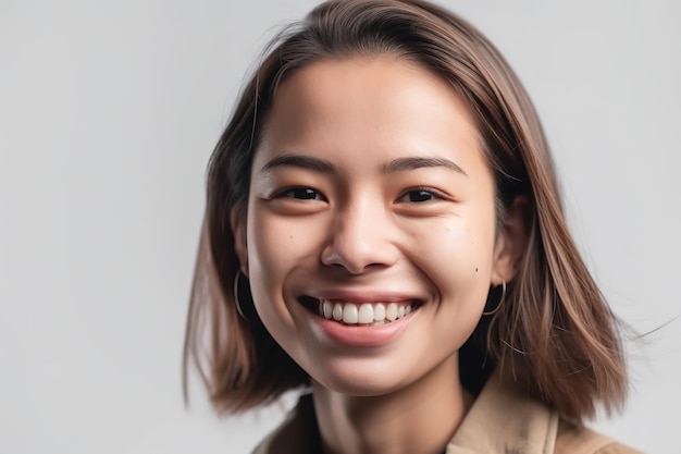 Una donna con il sorriso sul volto