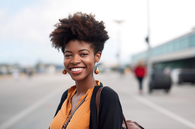 Una donna con il sorriso sul volto