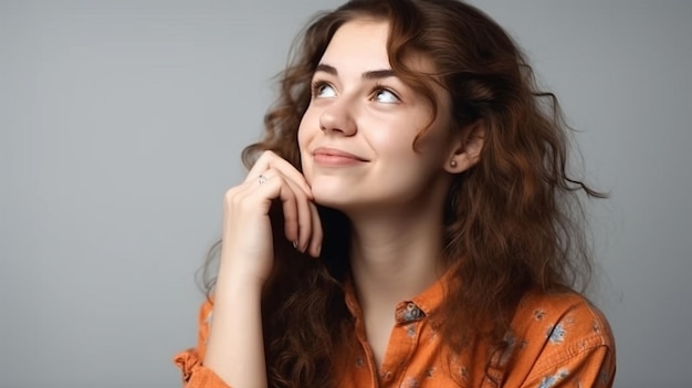 Una donna con il sorriso sul volto