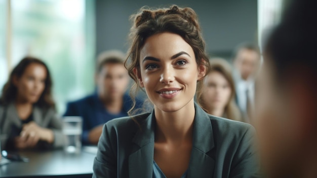 Una donna con il sorriso sul volto