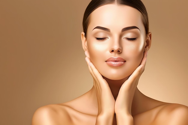 una donna con la pelle color crema e un'ombra per gli occhi bianca