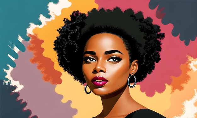 Una donna con un'acconciatura afro nera