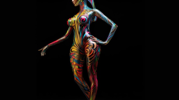 Una donna con un body painting sul corpo