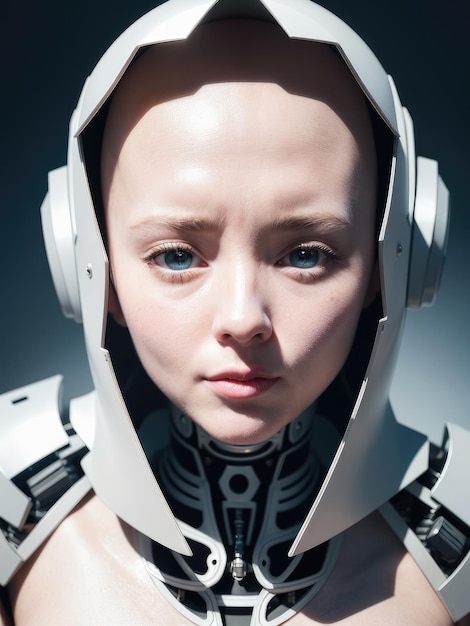 Una donna con un casco da robot