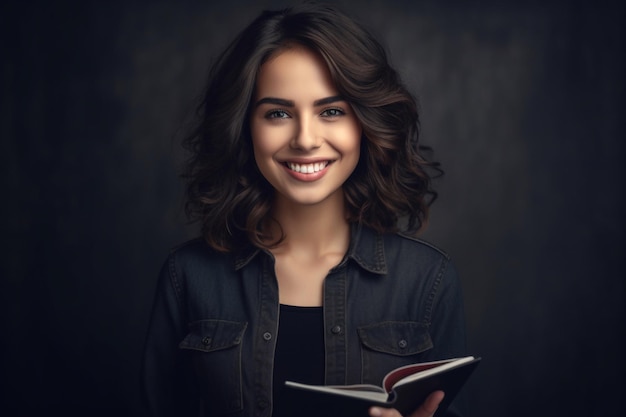 Una donna con un libro tra le mani.