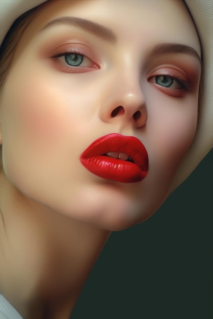 Una donna con un rossetto rosso