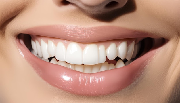 Una donna con un sorriso luminoso e denti bianchi