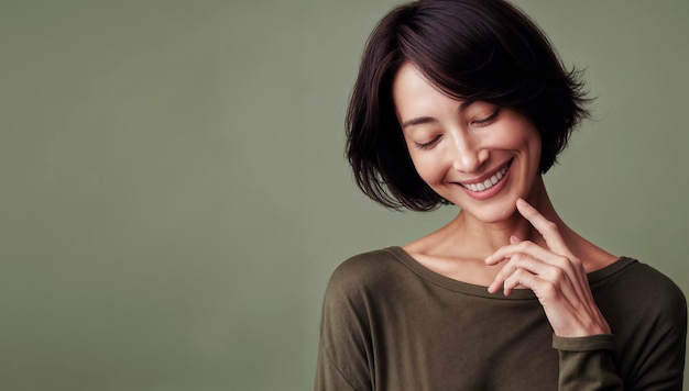 una donna con un sorriso sul viso