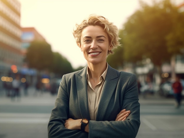 una donna con un sorriso sul viso