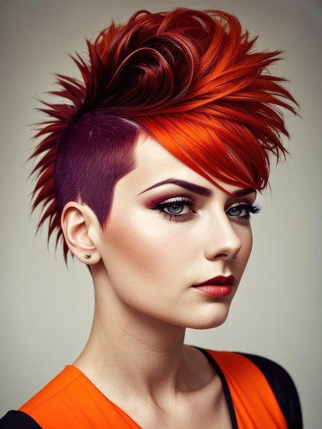 Una donna con un taglio mohawk e un taglio di capelli