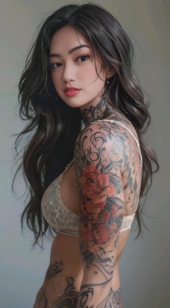 una donna con un tatuaggio sul braccio