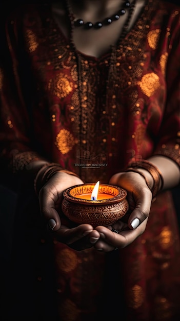 Una donna con una candela tra le mani