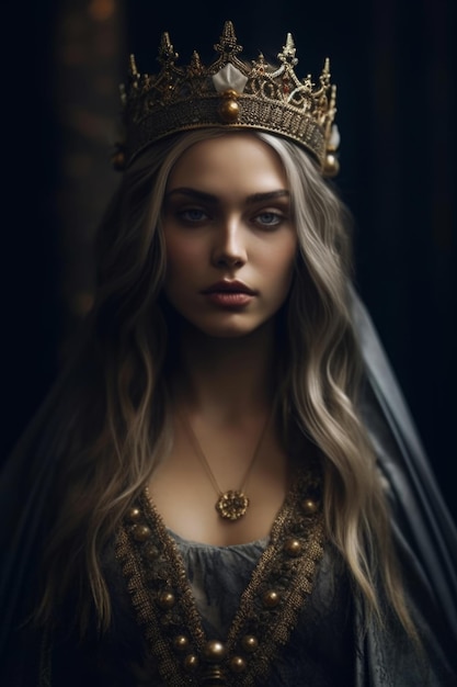 Una donna con una corona in testa